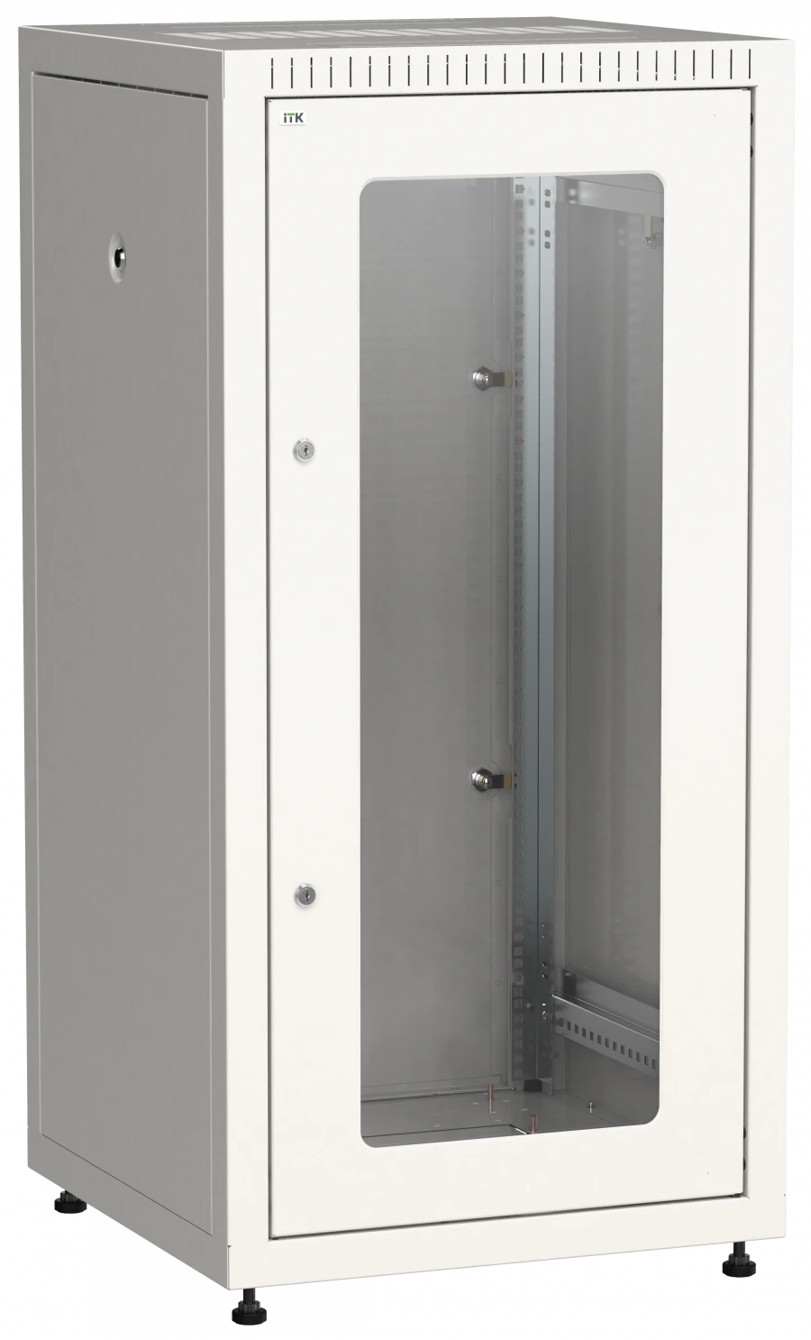LINEA E 24U Floor Cabinet 600x600mm with 2 Glass & Metal Doors LE35-24U66-GM