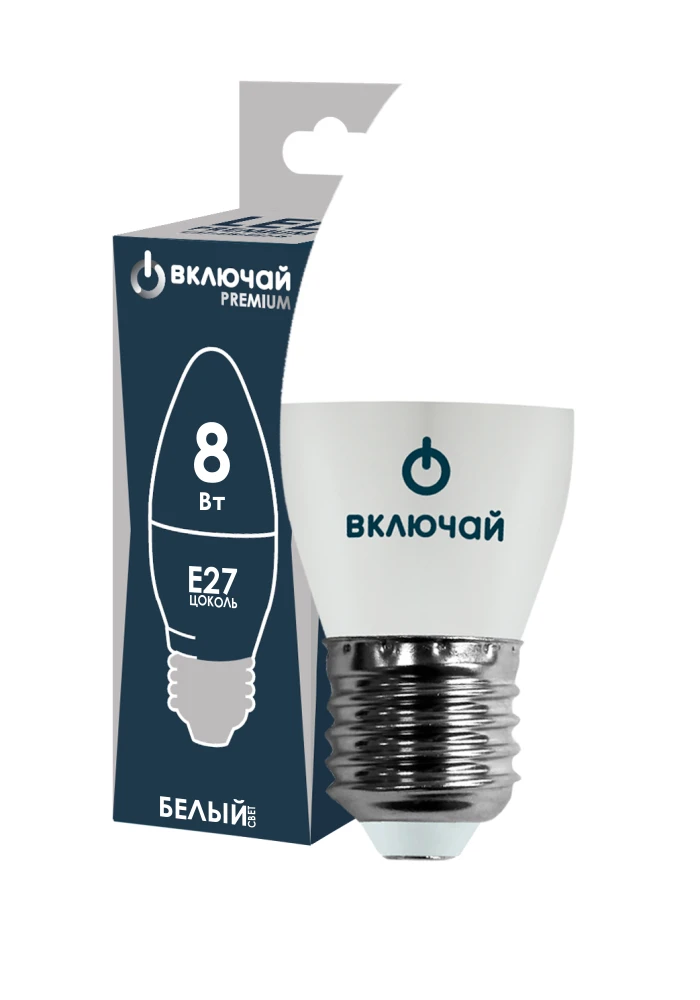 لمبة LED شمعية 8 واط E27 4000K 220 فولت (LED PREMIUM C37-8W-E27-W)