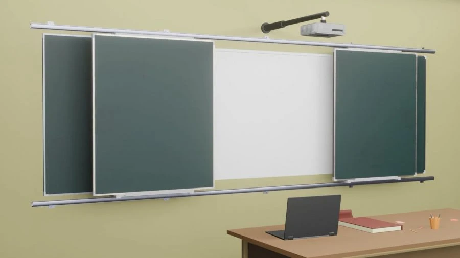 Рельсовая система с классной доской и встроенной интерактивной доской SKL-RI