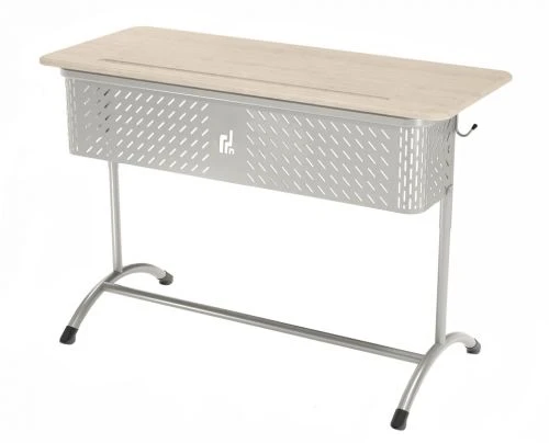 مكتب طالب مزدوج قابل للتعديل، RAL 9006، MDF رمادي 16 مم