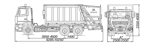 Мусоровоз БМ-7028-53 на шасси МАЗ 5N33 модификаций 6312С5,631226