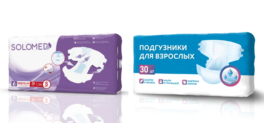 Подгузники одноразовые для взрослых «Premium» по ТУ 32.50.50-001-19127789 -2018, размер S, 30 штук. Для тяжелой степени недержан