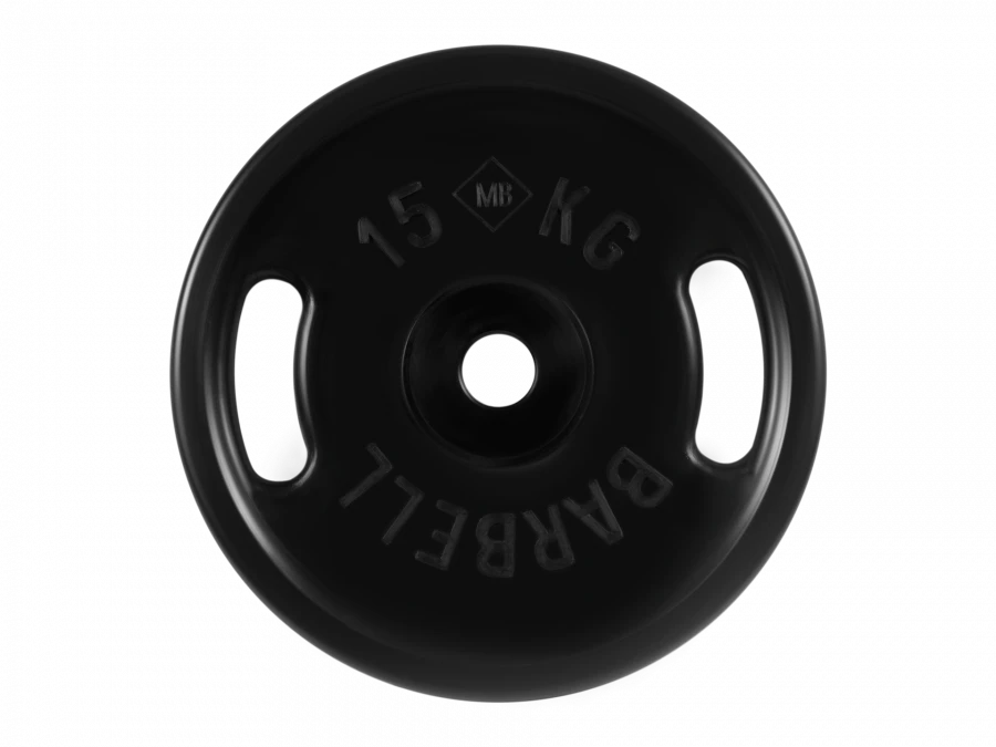 Rubber Coated Weight Plate "Euro Classic" with Handles, Black, 51 mm, 15 kg
