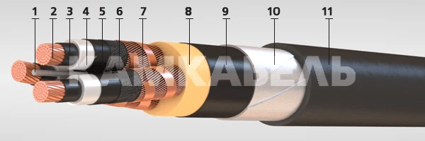High Voltage Power Cable with Copper Conductors, 6-35 kV, PvbP Type