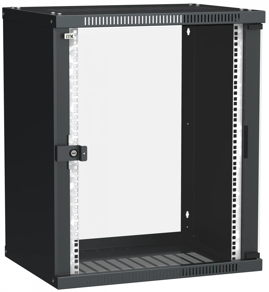 LINEA WE 15U Wall-Mounted Cabinet 600x450mm Black Glass Door LWE5-15U64-GF