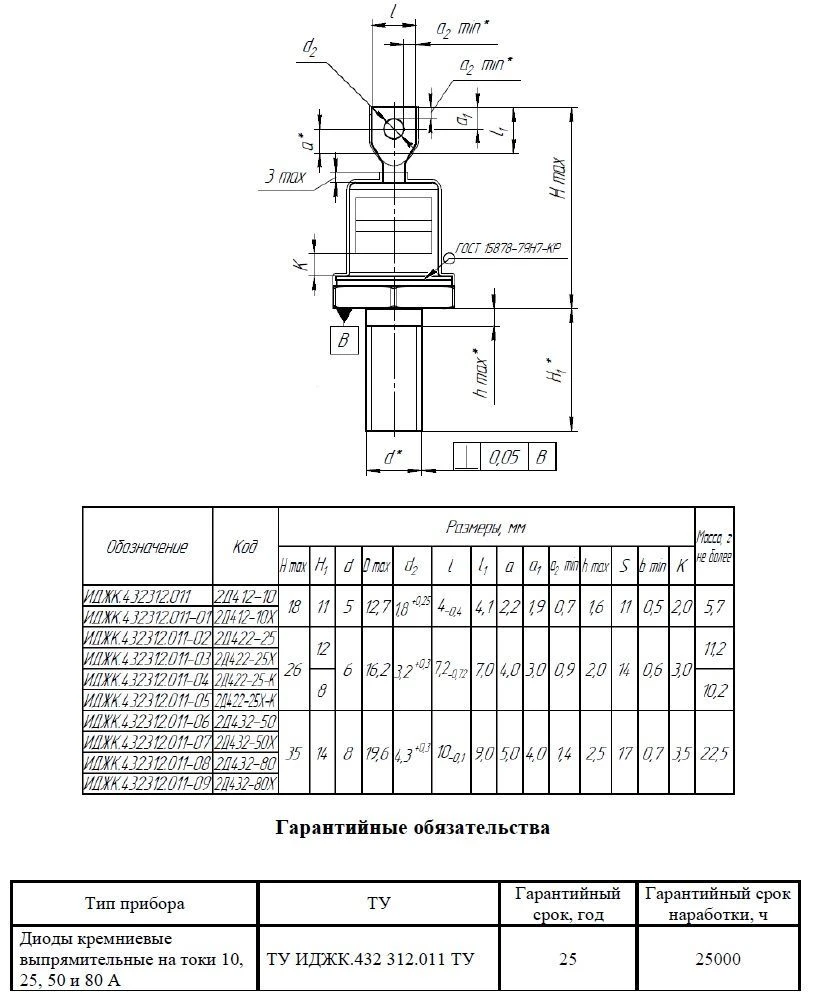 Диод 2Д422-25-К ИДЖК.432312.011-04