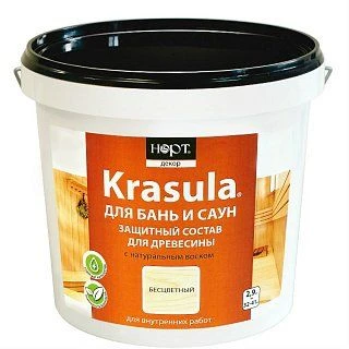 تركيبة KRASULA الواقية للخشب في الحمامات والساونا، دلو 2.9كجم