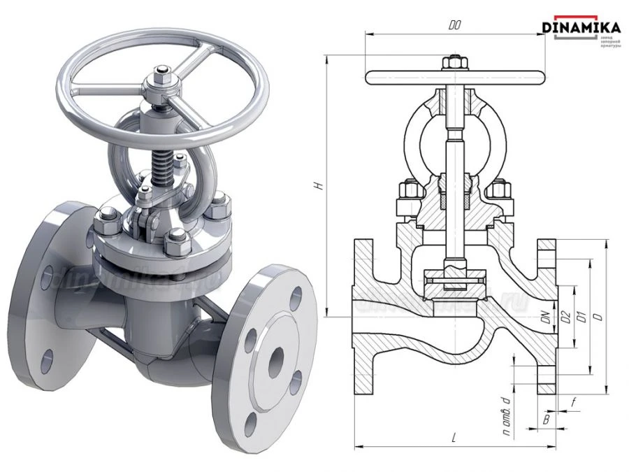 Клапаны запорные стальные DN 10 - 200, PN 1,6 - 16,0 МПа