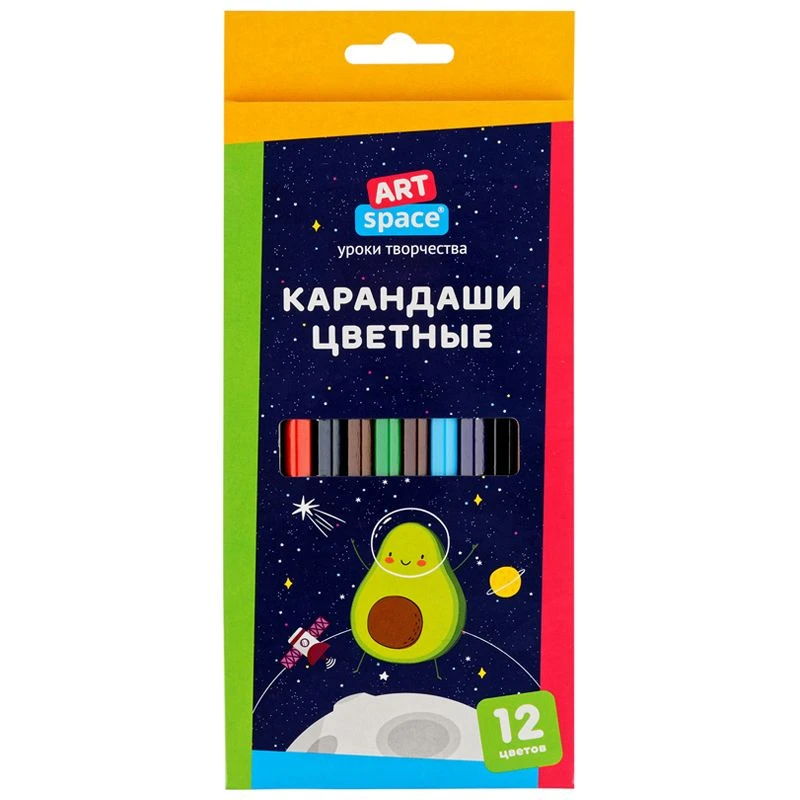 ArtSpace Cute Animals Colored Pencils, 6 Colors, Pre-Sharpened, Cardboard, Euro Hang Tag