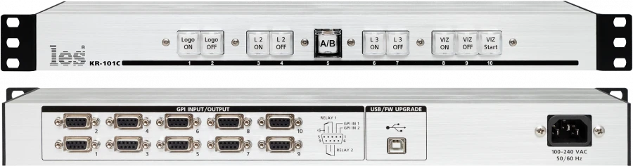 KR-101C - Активный пульт управления на 10 каналов GPI. Настраиваемая логика подсветки кнопок. Сигналы уровень или импульс, диста