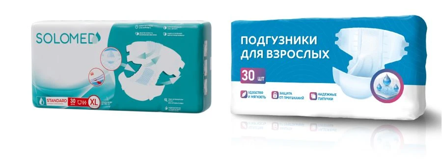 Подгузники одноразовые для взрослых «Standard» по ТУ 32.50.50-001-19127789 -2018, размер XL, 30 штук. Для средней степени недерж