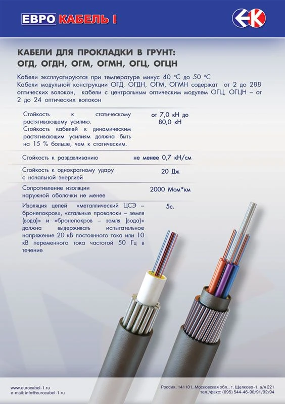 Кабель оптический марки ОГД