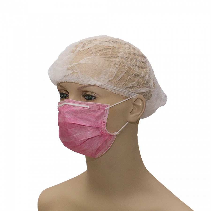 Non-Sterile Medical Mask from Non-Woven Materials "HEKSA" (Three-Layer, Burgundy, Elastic Bands)