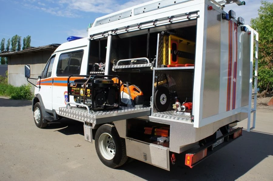 وسائل النقل الطارئة لخدمات الإنقاذ والشرطة على قاعدة هيكل GAZ-33025 نموذج 3259KA، 3259KB، 3259KC، 3259KD