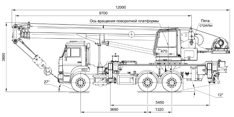 Кран автомобильный КС-55713-1В-4 и его модификации (с использованием кабины КС-55713.52.100-6 и ее модификации) (специальный, ав
