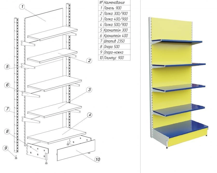 Metal Display Rack Series "TS" 2350/500/900