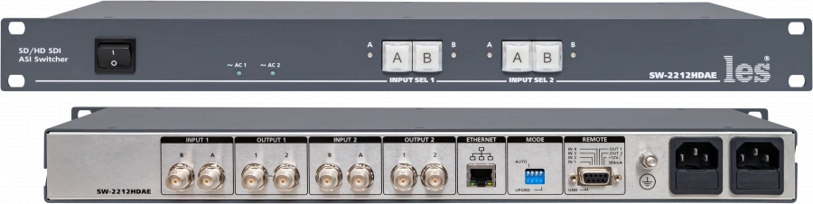SW-2212HDAE - 2 канальный коммутатор резерва 2 в 1 для 3G/HD/SD-SDI и DVB-ASI сигналов