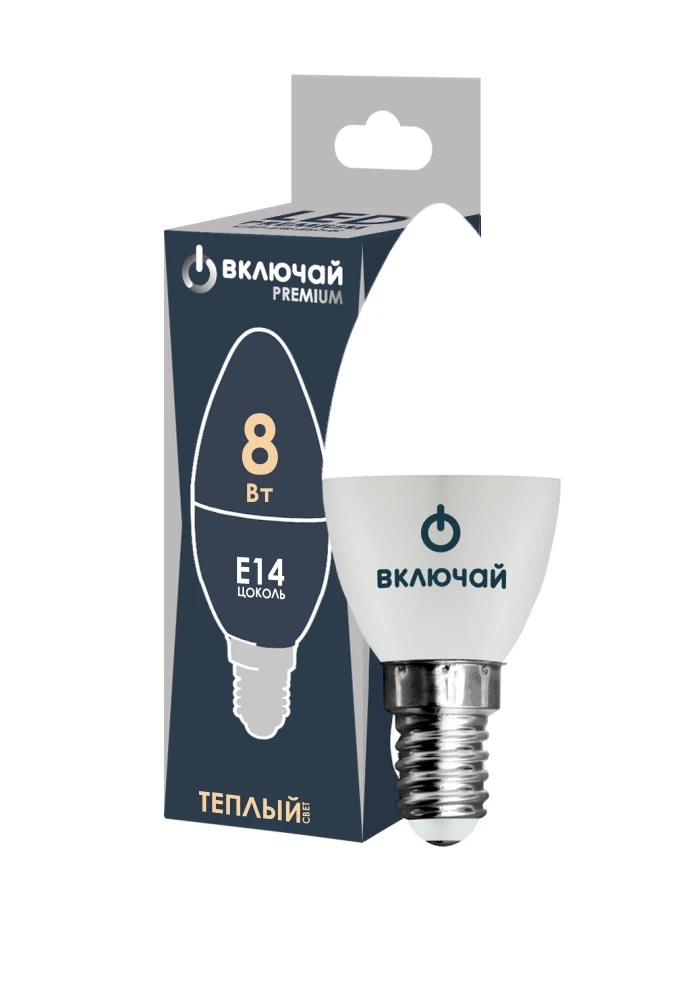 مصباح LED 8 واط E27 شمعة 3000 كلفن 220 فولت (LED PREMIUM C37-8W-E27-N)