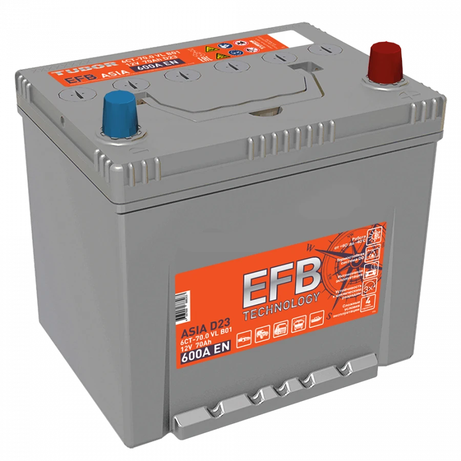 TUBOR ASIA EFB 6CT-70.1(0) VL B01 Lead-Acid Starter Battery