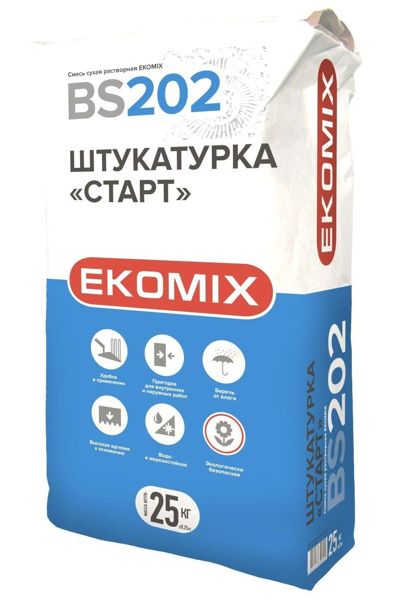 خليط جاف للتلبيس المتناثر لتسوية الأسطح EKOMIX "ستارت" BS 202