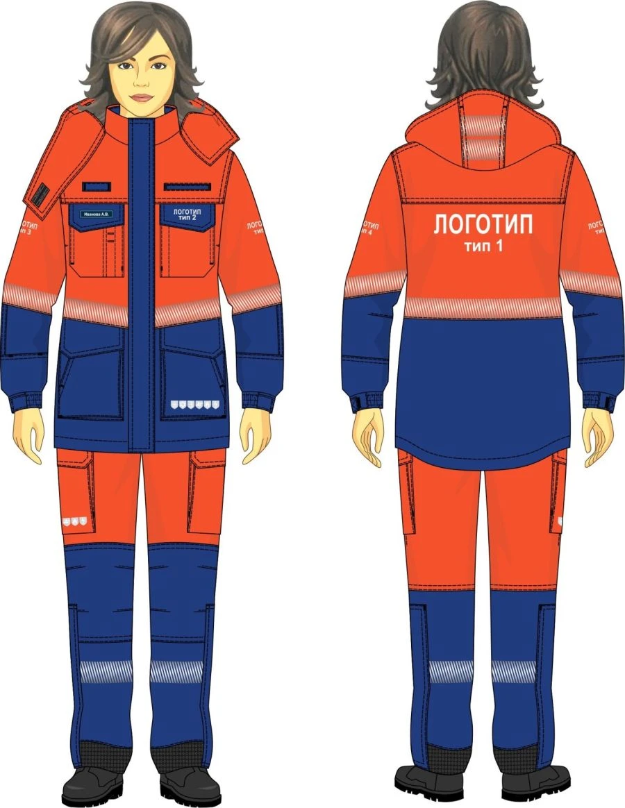 Комплект женский (костюм: куртка, брюки и куртка-рубашка) в фирменном стиле ПАО «Газпром нефть» для защиты от термических рисков