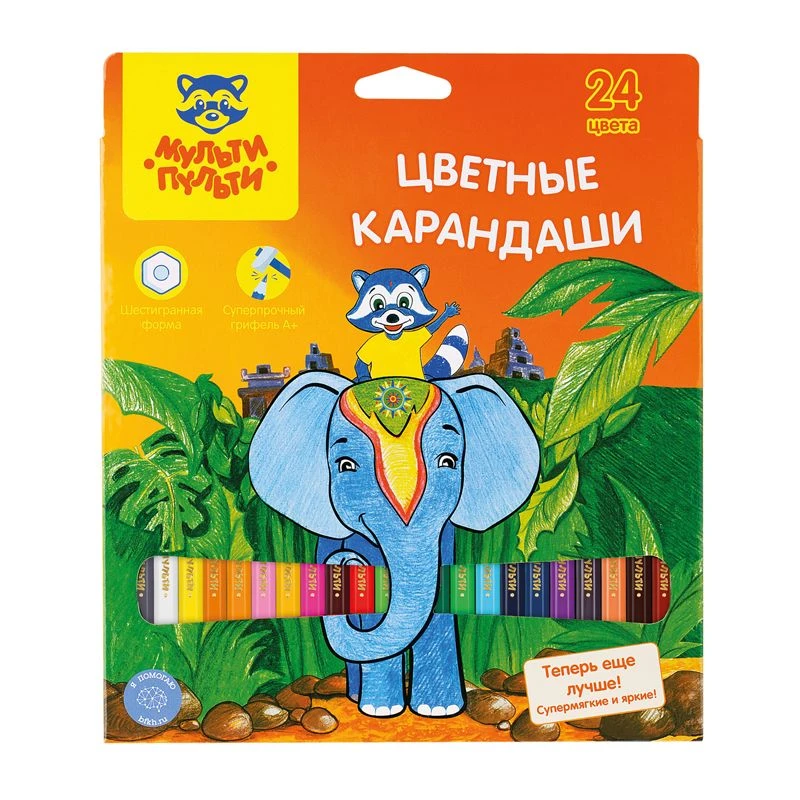 Multi-Pulti Colored Pencils "Raccoon in India", 24 Colors, Pre-Sharpened, Cardboard, Euro-Hang