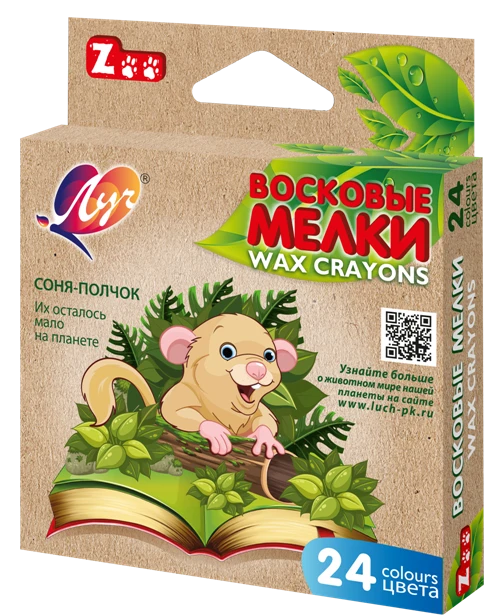 Мелки восковые "ZOO" 24 цв.