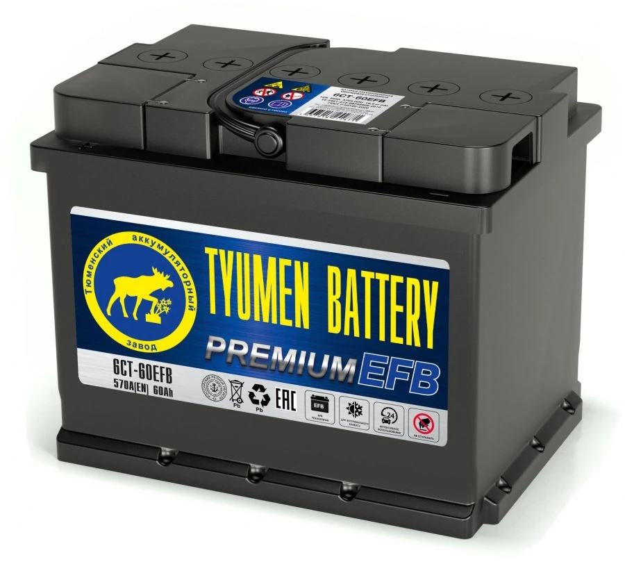 بطارية حمض الرصاص البدائية TYUMEN BATTERY 6СТ-60L PREMIUM EFB-R