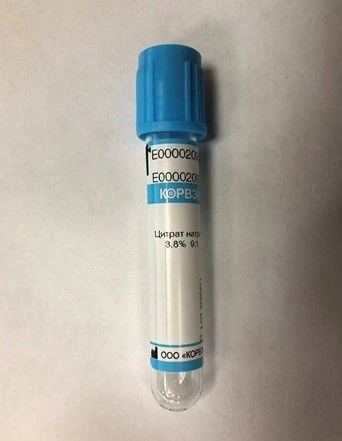 Vacuum Blood Collection Tubes with Sodium Citrate 3.8% 9:1, Double-Walled, Plastic, 13*75 mm