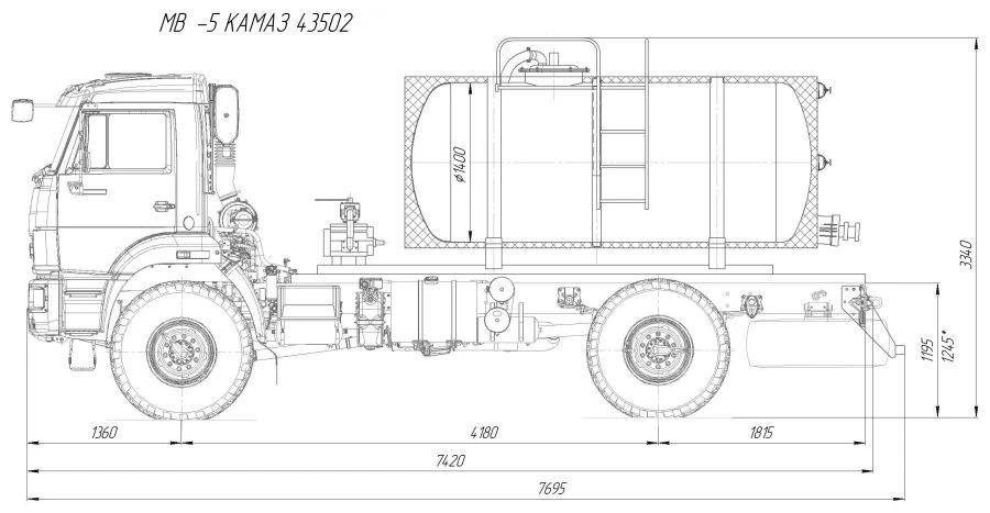 صهريج فراغي MV 4671 R4-40 على هيكل كاماز 43502-D5