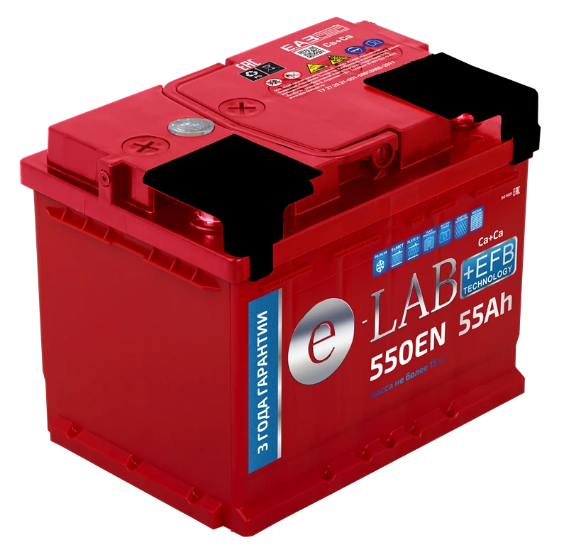 Lead Acid Battery for Starting Piston Engines 6ST-55 "ELAB + EFB