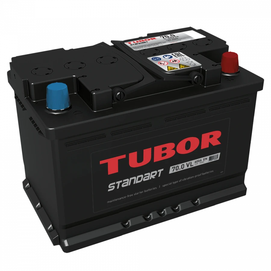 Lead-Acid Starter Battery TUBOR STANDART 6СТ-70.0 VL Kamina