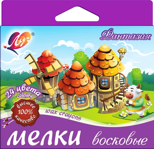 Мелки восковые "Фантазия" 24 цв.