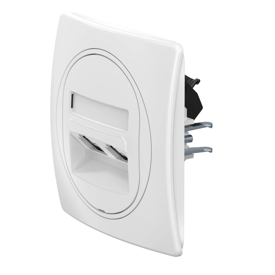مقبس كمبيوتر مزدوج مع وحدات Keystone RJ45 Cat.6 UTP، أبيض، E615.00