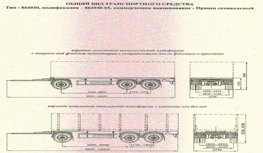 Прицеп специальный (платформа с кониками) 864930-05
