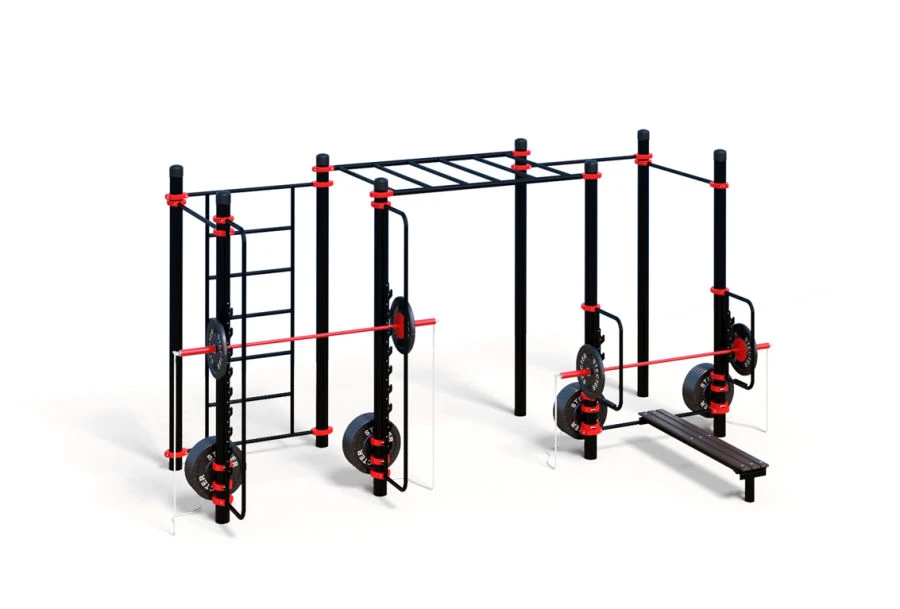 مجمع التمارين الخارجية WORKOUT-FIT مع القضبان وبار القرد والجدار السويدي