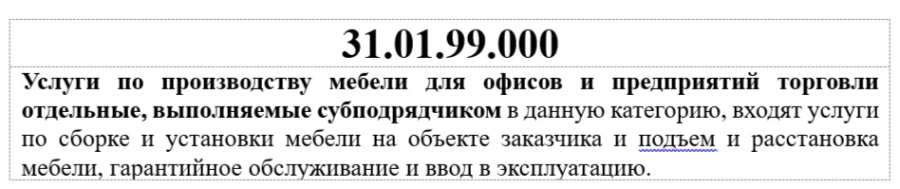 خدمات تصنيع الأثاث للمكاتب والشركات، السلسلة: 31.01.99.000