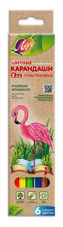 Карандаши пластиковые шестигранные "Zoo" , 6 цв.
