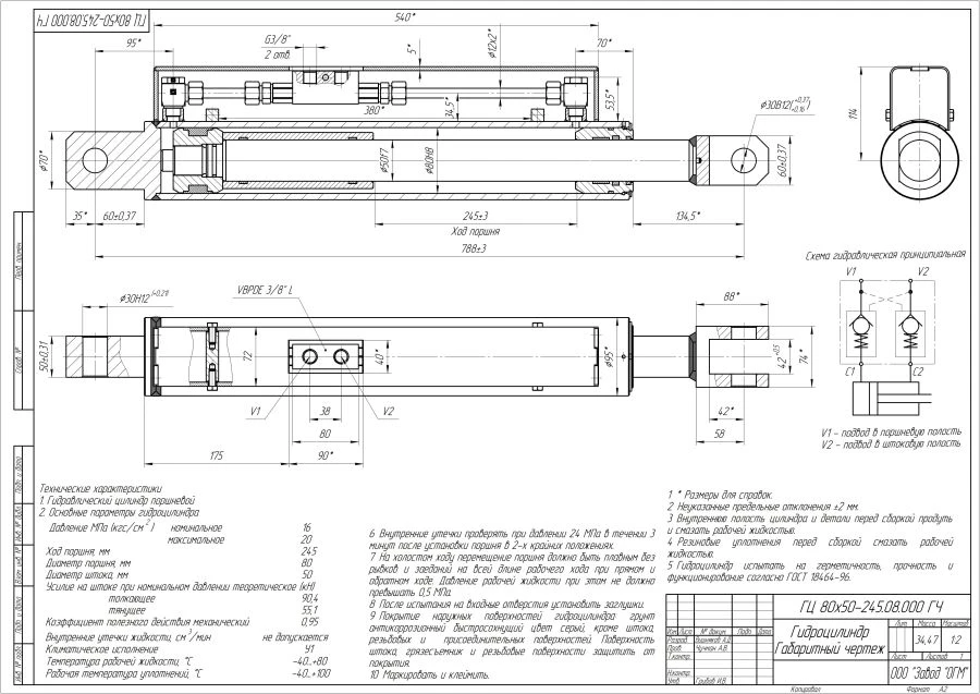 اسطوانة هيدروليكية CG-80 50x245