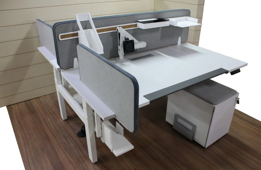 Ergonomic Office Desk with Pedestals and Cable Management, Liftable