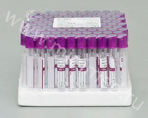 أنبوب جمع الدم بالفراغ مع K2-EDTA، 7 مل، 13×100 مم، بنفسجي، PETF