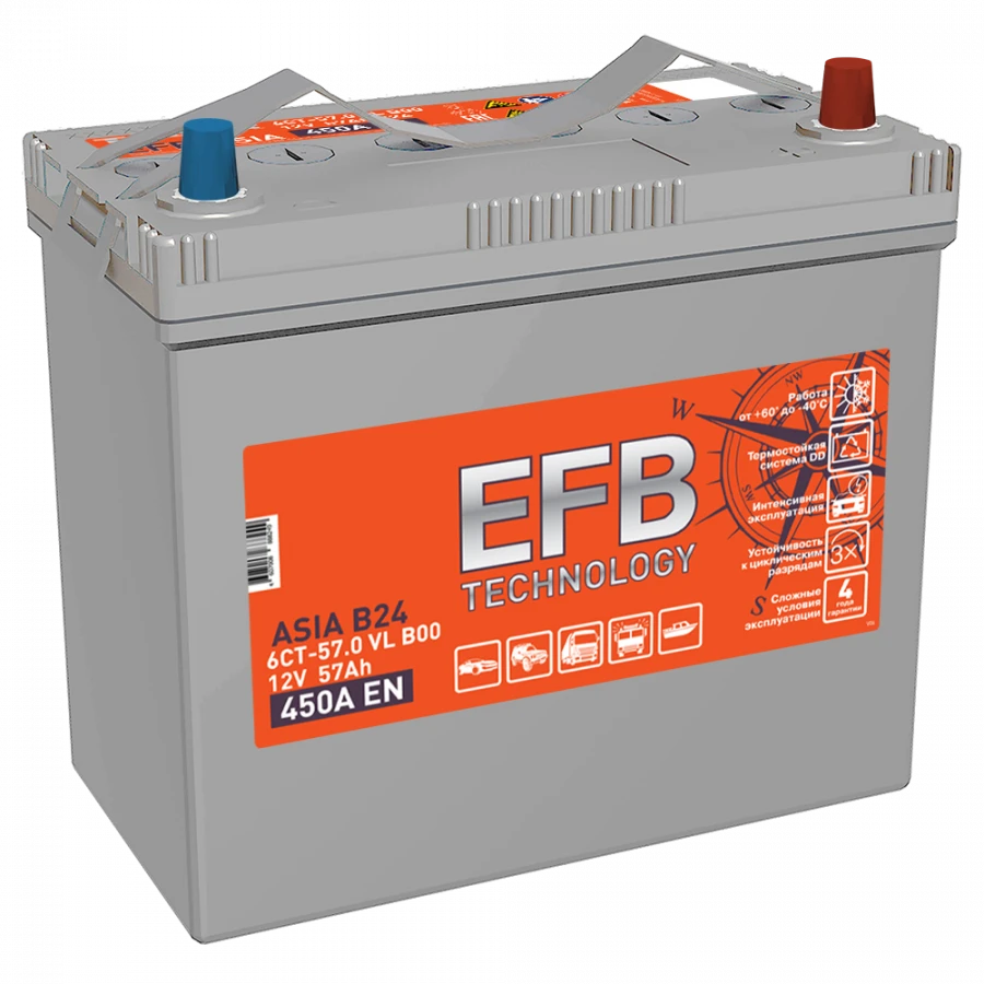 TUBOR ASIA EFB 6CT-57.1(0) VL B00 Lead-Acid Starter Battery