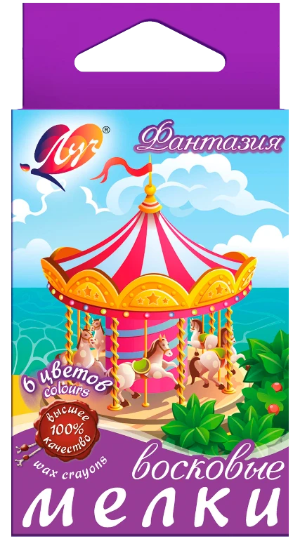 Мелки восковые "Фантазия" 6 цв.