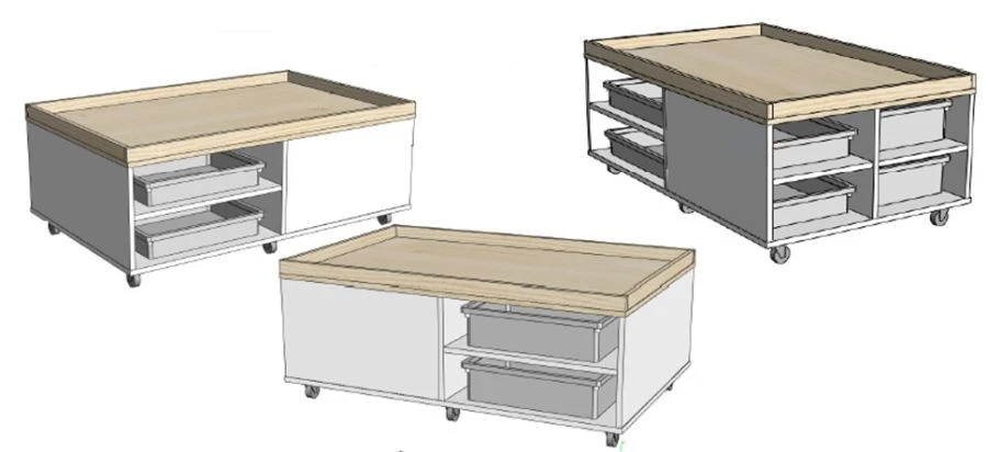 Mobile Gaming Table with Drawers