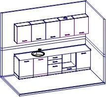 Kitchen Furniture Set with Waterproof Countertop, Model: KFS-001