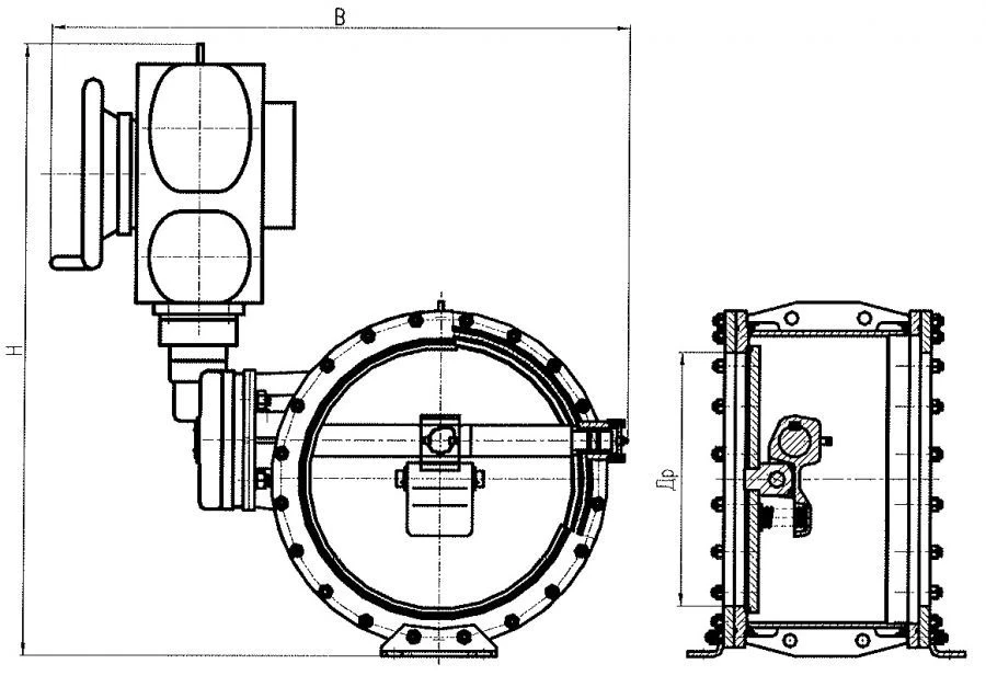 Клапан герметический фланцевый КГ (для атомных станций) DN 200-1600 PN 0,005 МПа