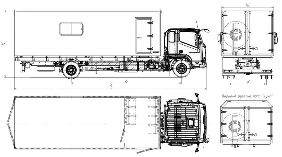 Автомобили грузовые с дизельным двигателем мод. 4795ZF без КМУ на базе шасси КАМАЗ мод. 43082-H5, 43089-F5
