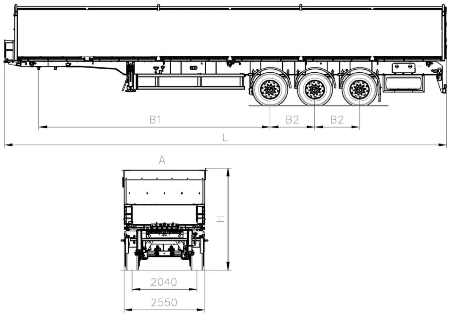 Полуприцеп самосвальный трехосный АМ9560-30S с осями ПЛАНТ 1201-2410002Т с грузоподъёмностью 12 тонн