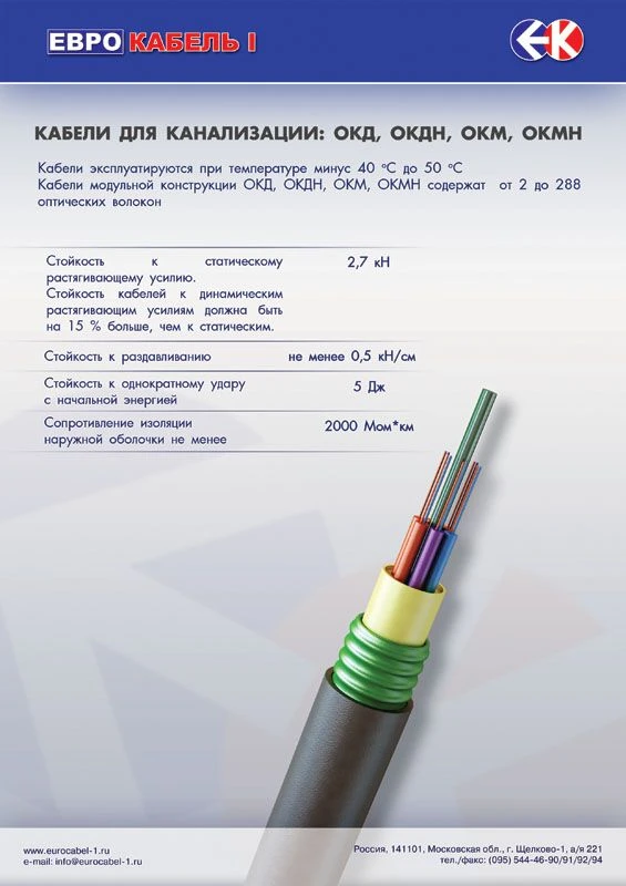 Кабель оптический марки ОКД