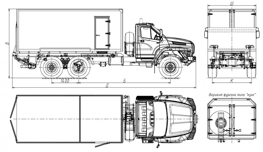 Автомобили грузовые с двигателем газовым CNG мод. 5777CP без КМУ на базе шасси Урал мод. 4320-16, 4320-18 (Возможное оснащение: 